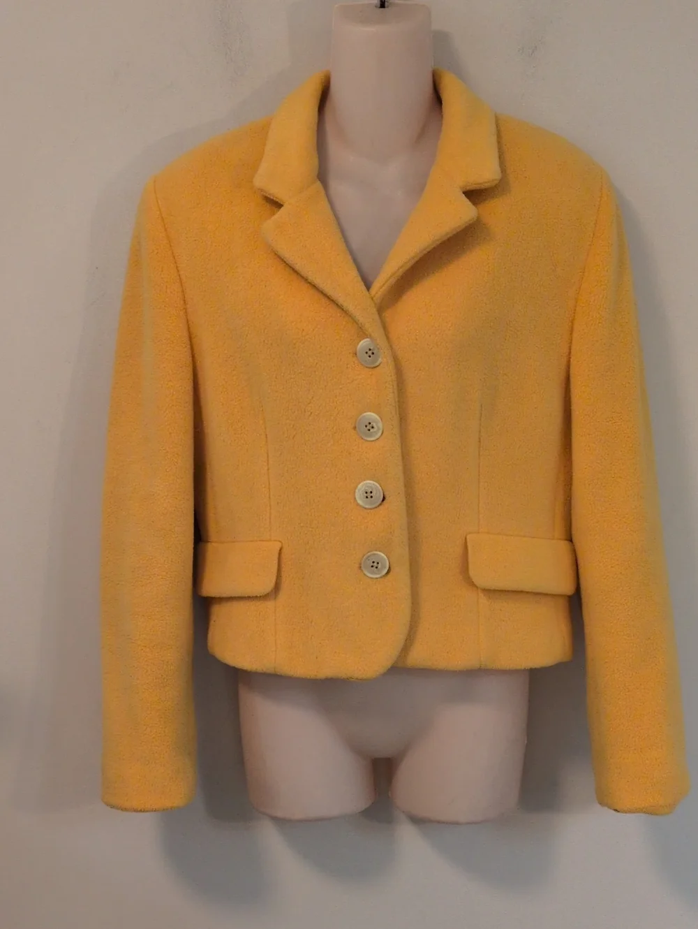 Express + Compagnie Internationale Fleece Cropped Blazer Marigold